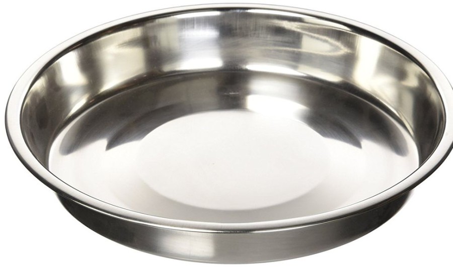 Bowls & Feeding Supplies QT Dog | Puppy Pan Stainless Steel 10" Diameter - Shallow Dog Dish / Puppy Pan By Qt Dog