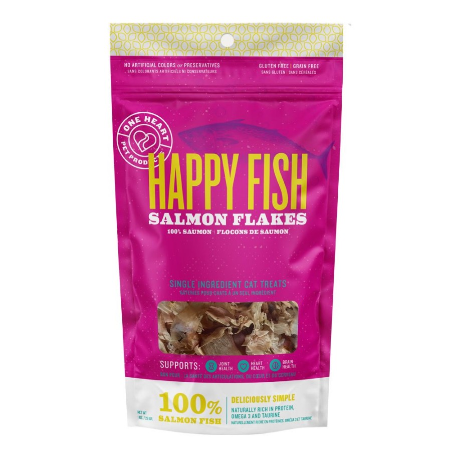 For Cats & Other Critters One Heart Pet Products | Happy Fish Salmon Flakes 1Oz Cat Treats