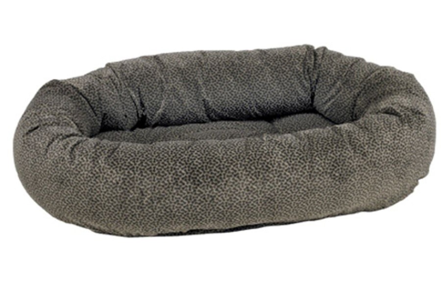 Beds, Crates, Etc. Bowsers Pet Products | Donut Bed Pewter Bones Microvelvet