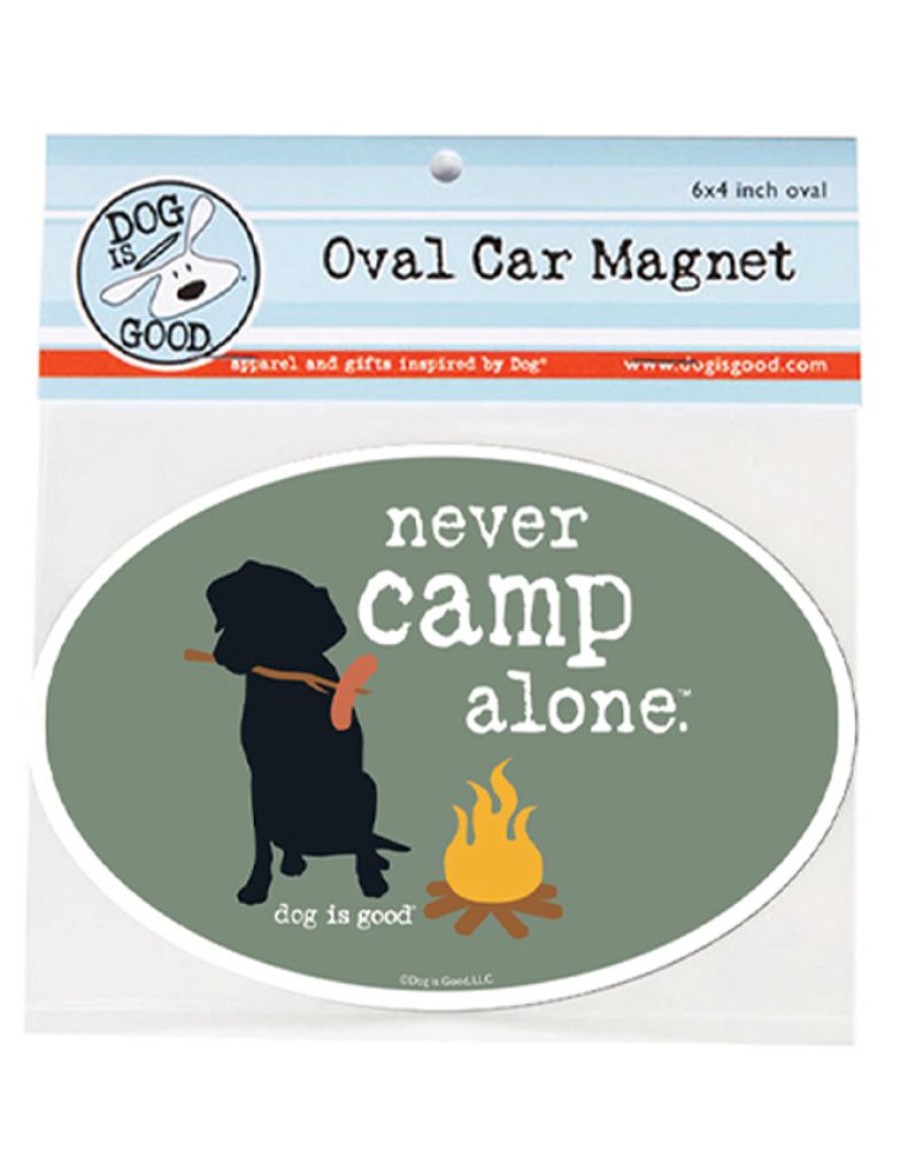 Stuff For Humans Dog is Good® | Car Magnet: Never Camp Alone (Color)