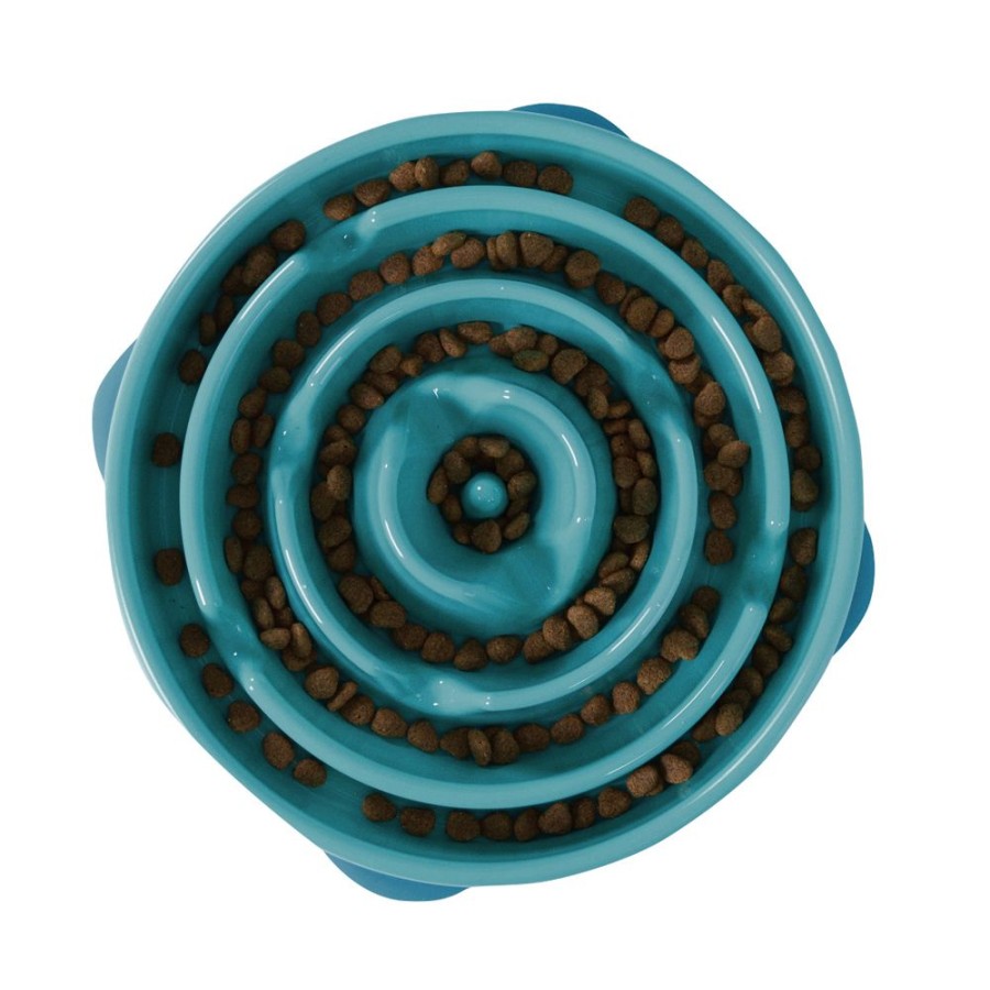 Bowls & Feeding Supplies Outward Hound® | Fun Feeder Slo-Bowl - Teal