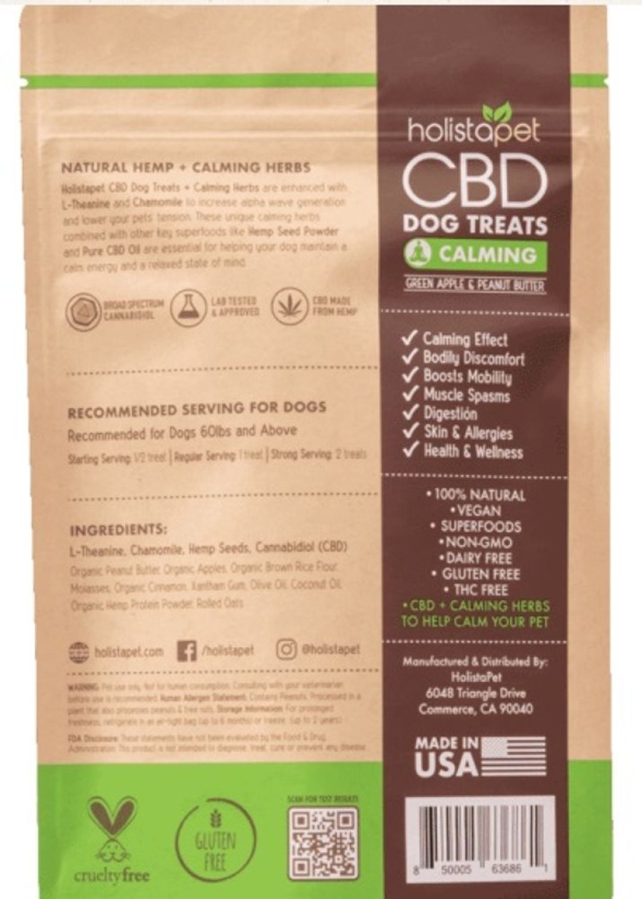 Treats HolistaPet | Holistapet Cbd Dog Treats Calming Formula 5Mg And 10Mg Per Treat - Green Apples And Peanut Butter