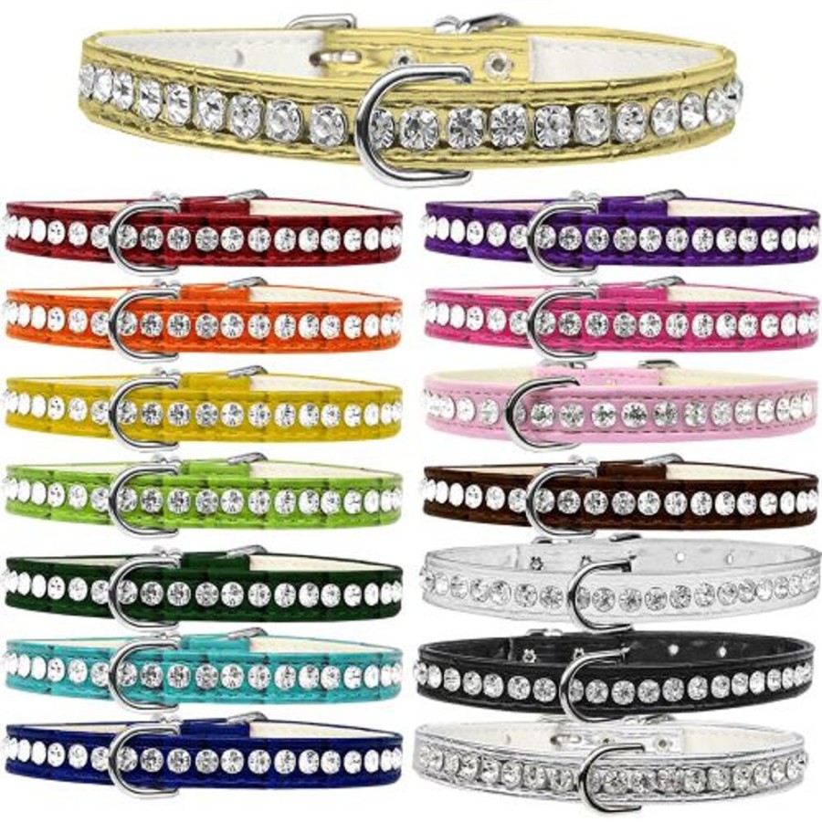 Collars, Leads & Accessories Mirage Pet Products | Beverly Style Rhinestone Designer Croc Dog Collar