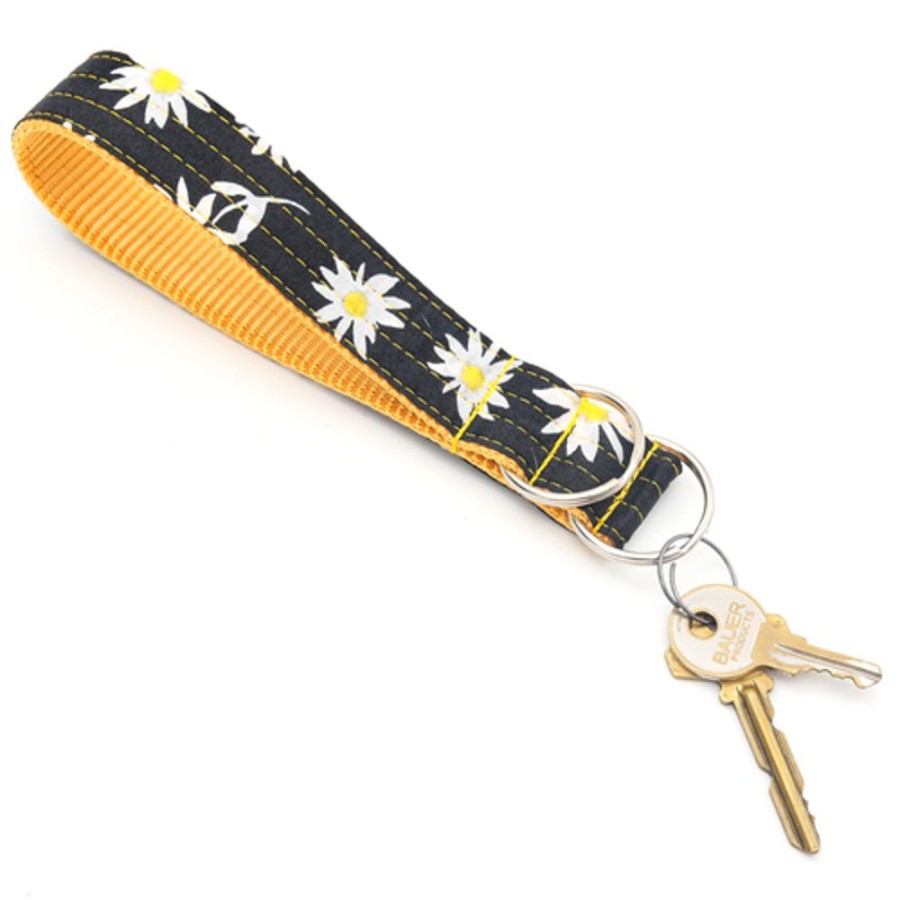 Stuff For Humans Mimi Green | Black & Yellow Daisy Wristlet Key Fob