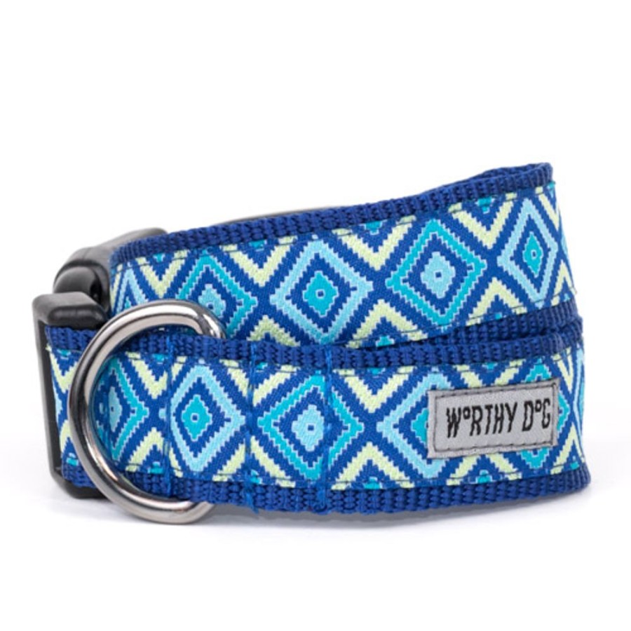 Collars, Leads & Accessories The Worthy Dog | Graphic Diamond Blue Collar & Lead Collection