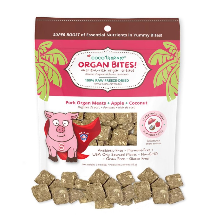 Treats CocoTherapy® | Cocotherapy Organ Bites! Pork Organs + Apples + Coconut - Raw Organ Meat Treat For Dogs And Cats