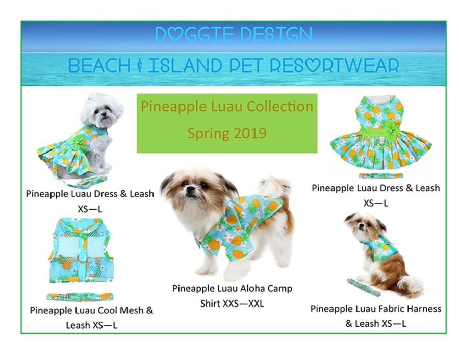 Pet Apparel (Continued) Doggie Design, Inc. | Pineapple Luau Dress W/ Leash & D-Ring