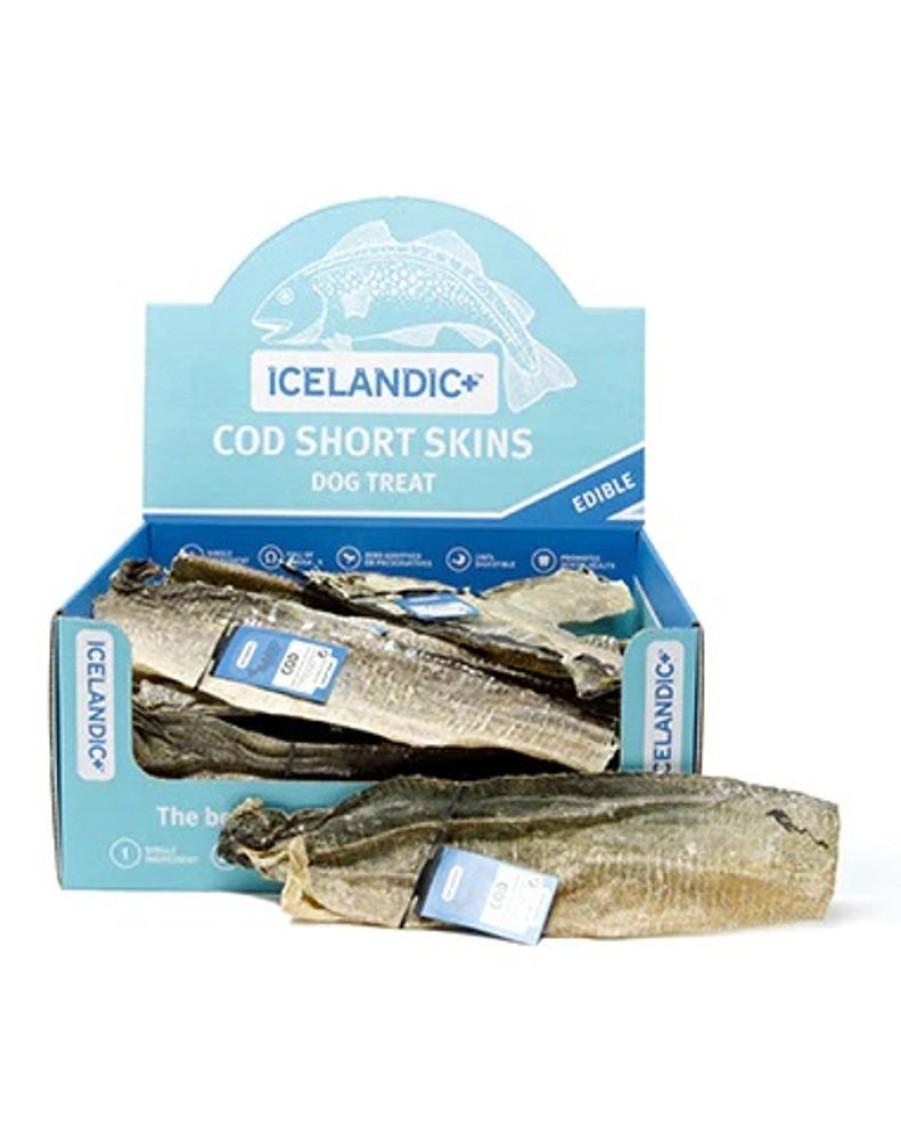 Retail Solutions Icelandic+ | Icelandic+ Short Cod Skin Strips Dog Fish Treat Display 36Ct 8-10"