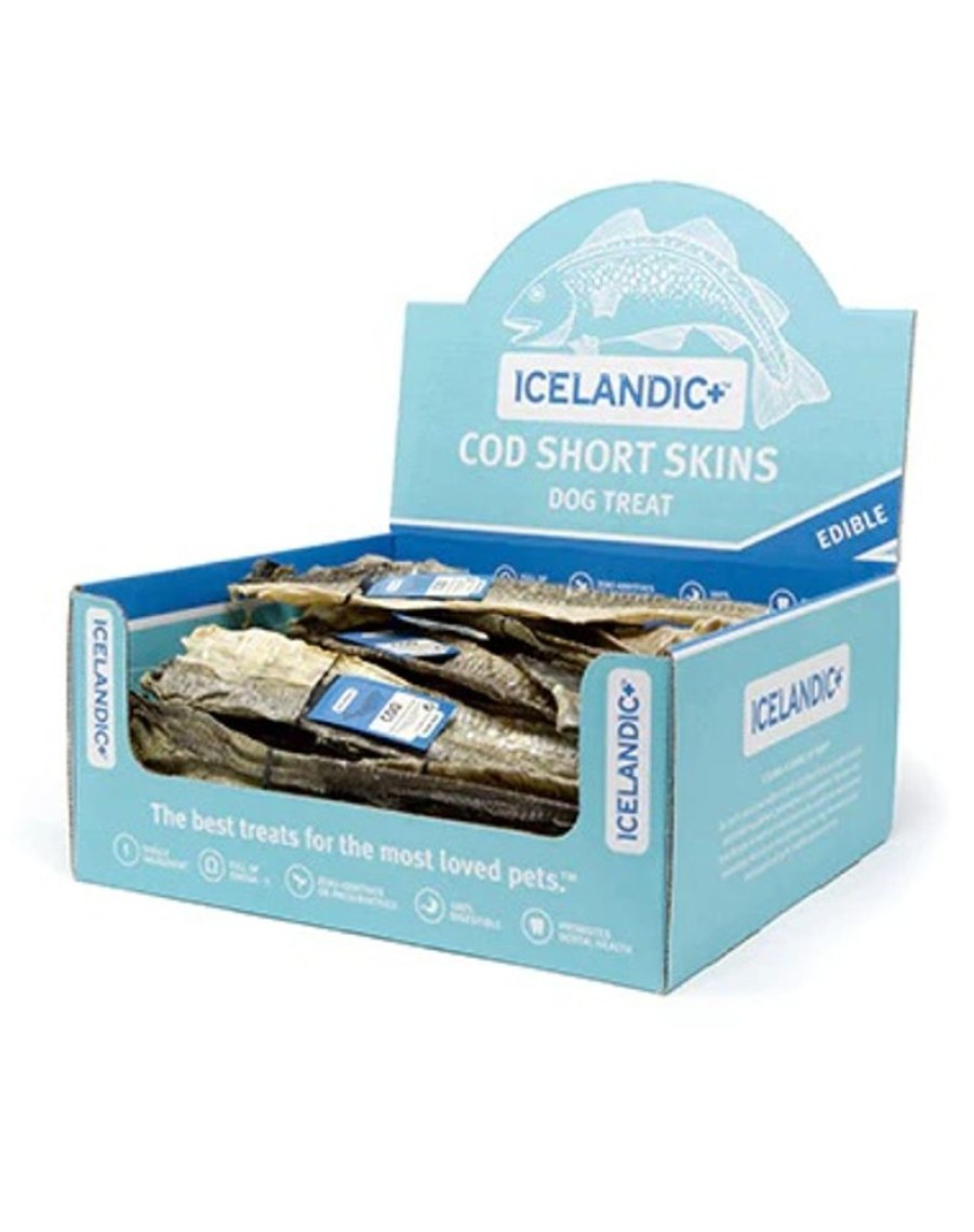 Retail Solutions Icelandic+ | Icelandic+ Short Cod Skin Strips Dog Fish Treat Display 36Ct 8-10"