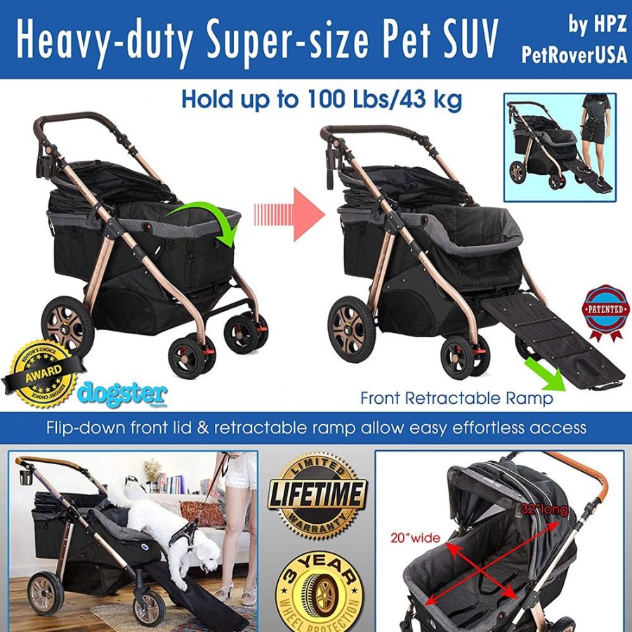 Totes & Carriers HPZ™ Pet Rover | Hpz Pet Rover Titan Hd Suv Stroller - Black