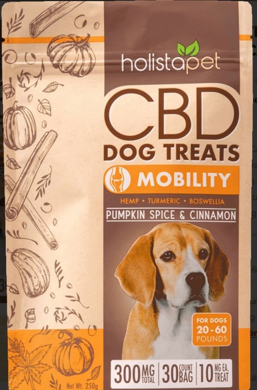 Treats HolistaPet | Holistapet Cbd Dog Treats Mobility Formula 5Mg And 10Mg Per Treat - Pumpkin Spice