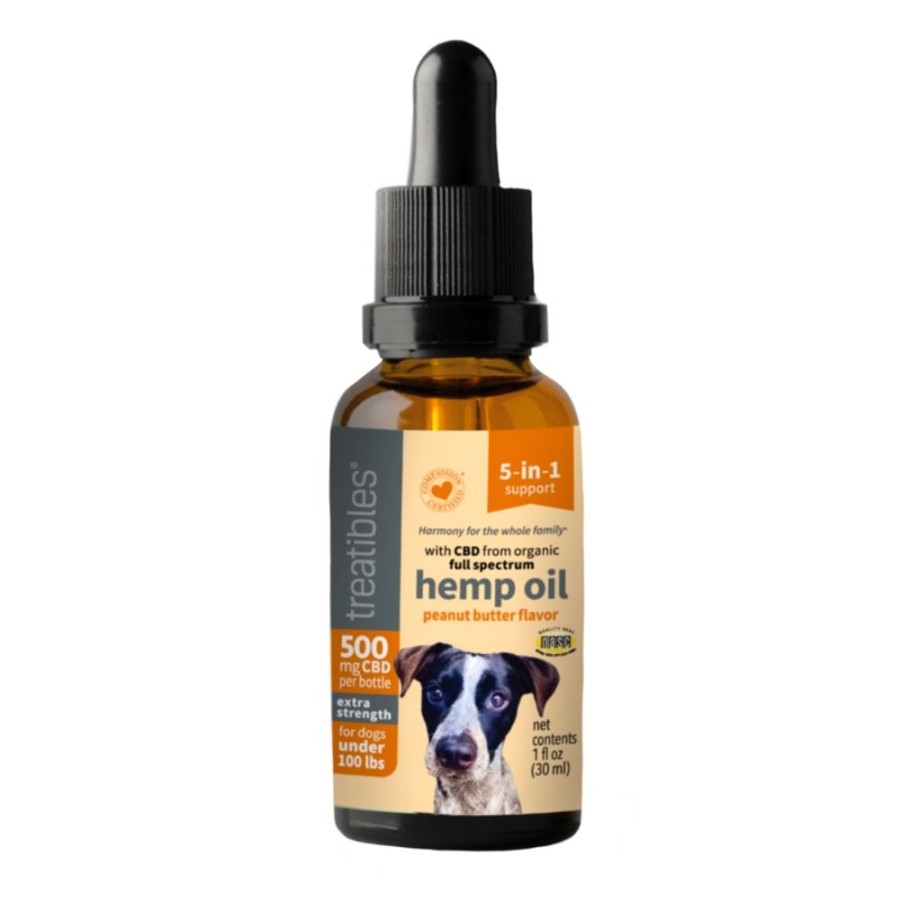 Health & Safety Treatibles | Oil Dropper Extra Strength Peanut Butter Flavor 500 Mg Cbd For Dogs