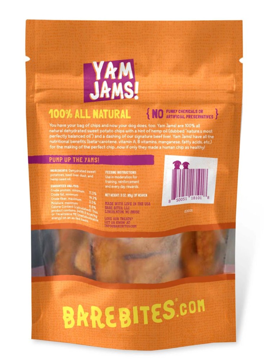 Treats Bare Bites | 3 Oz. Yam Jams! Sweet Potato, Hemp Seed Oil & Liver Treats - Item# 23031