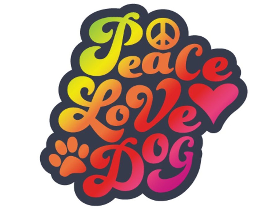 For The Home dog speak | Peace Love Dog - 3" Sticker