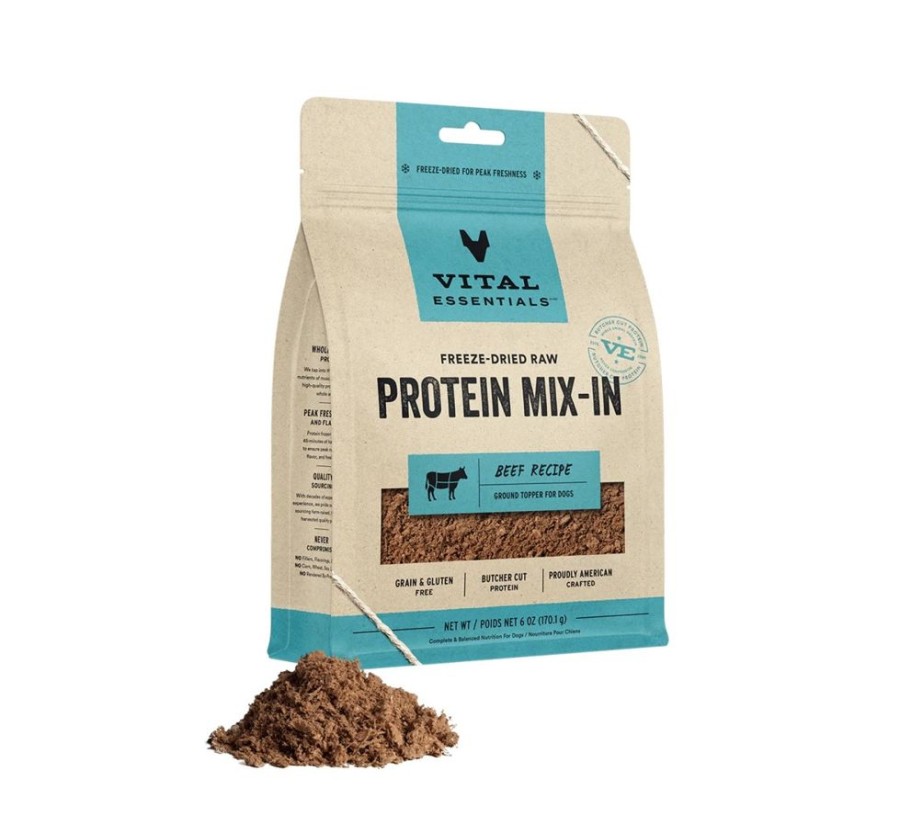 Pet Food Vital Essentials | Vital Essentials® Freeze-Dried Raw Beef Protein Mix-In Ground Topper For Dogs, 6 Oz