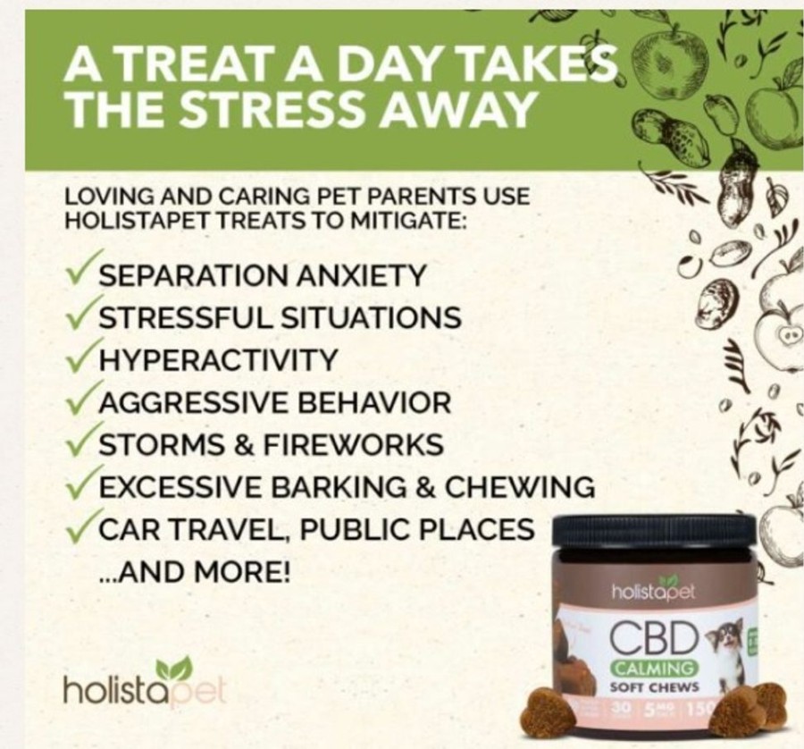 Treats HolistaPet | Holistapet Cbd Dog Soft Chews Calming Formula 5Mg And 10Mg Per Treat - Peanut Butter