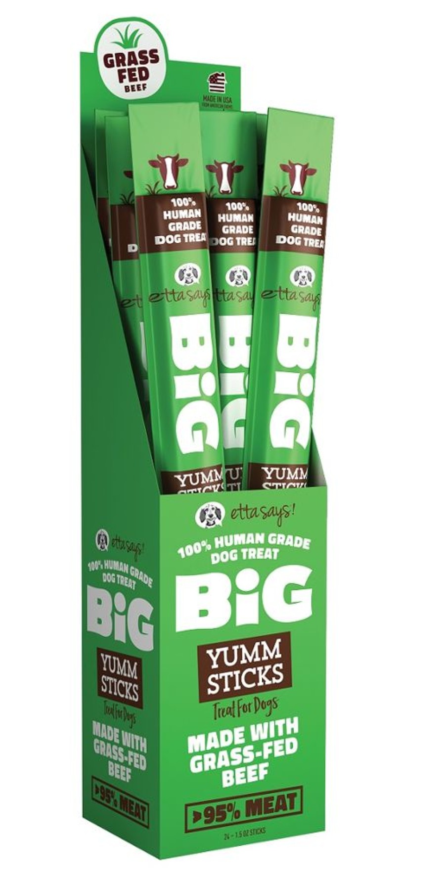 Treats Etta Says!® | Etta Says! Big Beef Yumm Sticks Dog Chew Display Box 24Ct