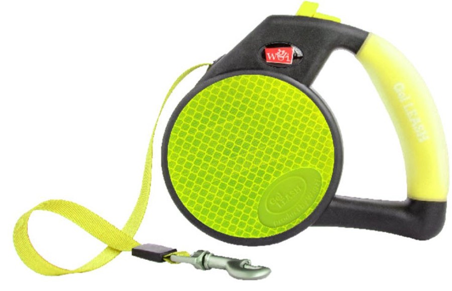 Collars, Leads & Accessories Wigzi, LLC | Reflective Yellow Retractable Gel Leash