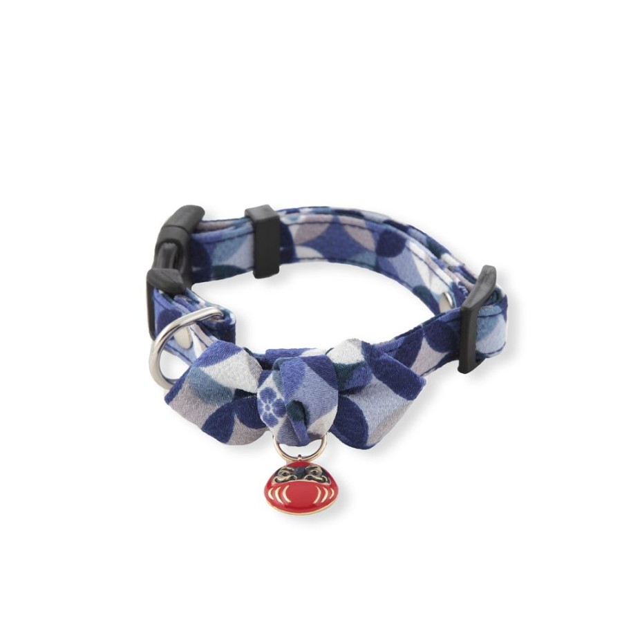 Collars, Leads & Accessories Necoichi | Daruma Charm Bow Tie Dog Collar (Medium, Blue)