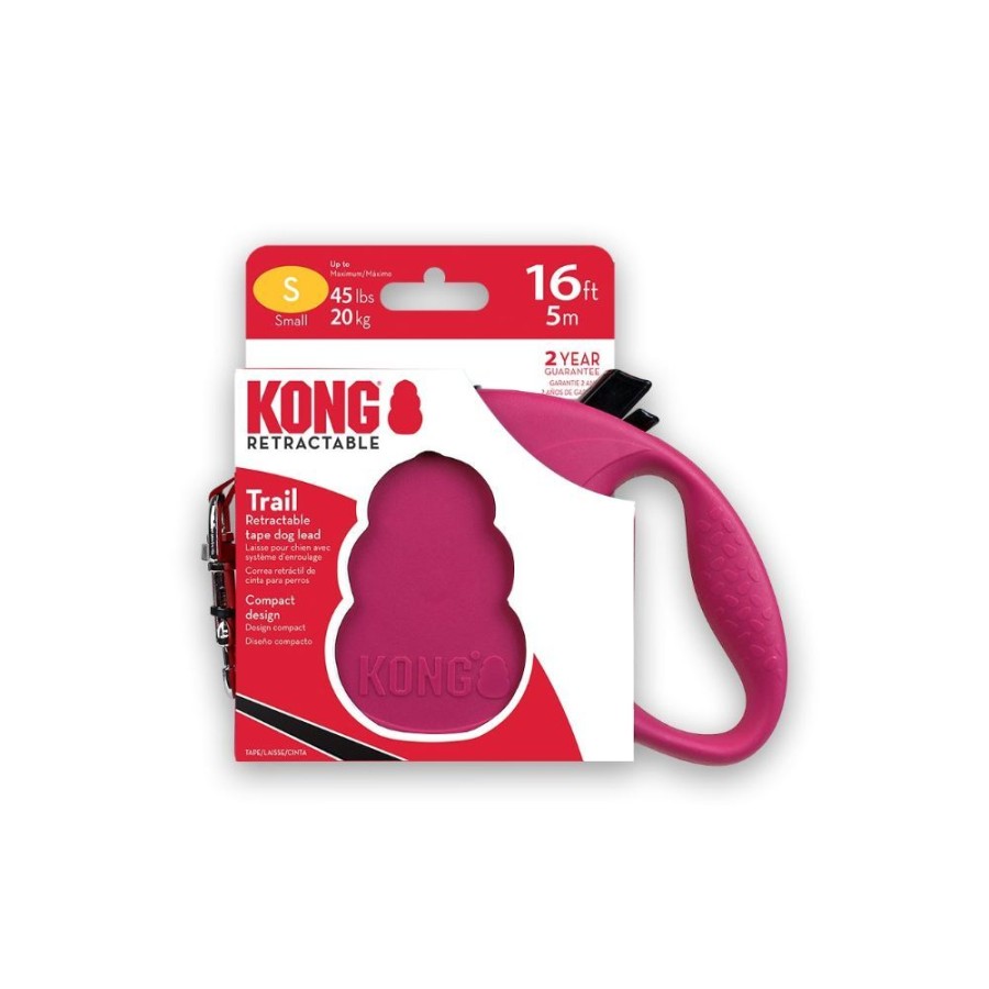 Collars, Leads & Accessories KONG® Leashes | Kong Retractable Leash Trail Fuchsia - 3 Sizes