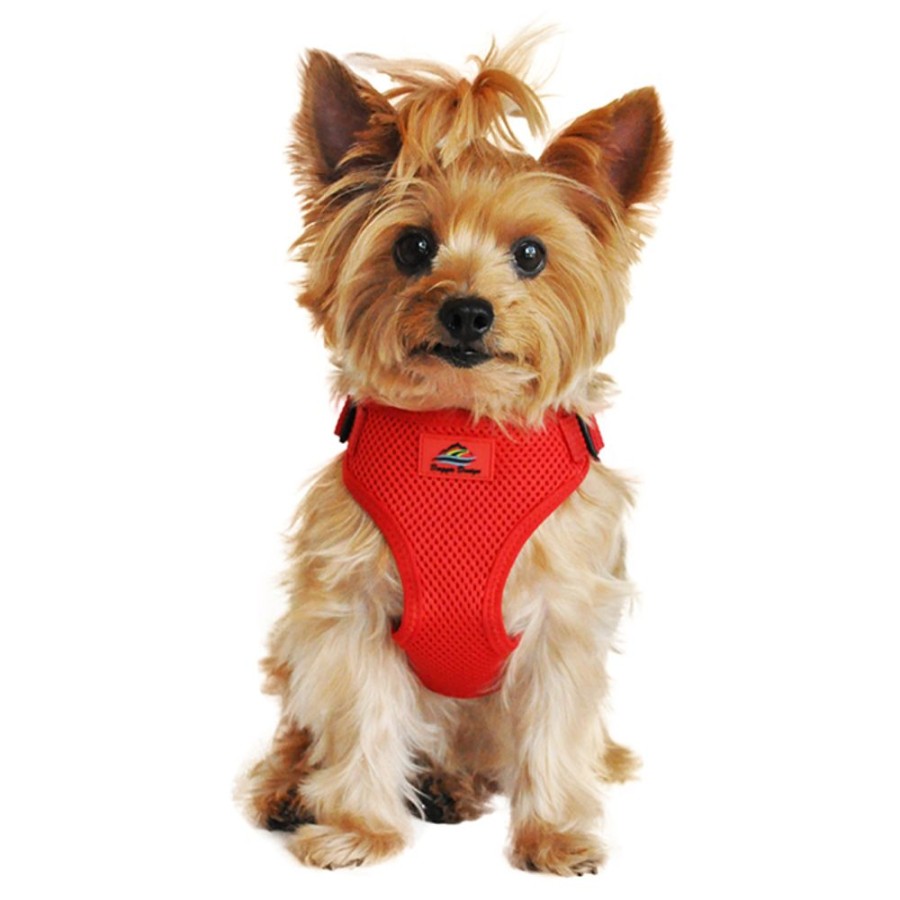 Harnesses Doggie Design, Inc. | Solid Color Mesh Wrap And Snap Choke Free Step In Harness - Flame Red