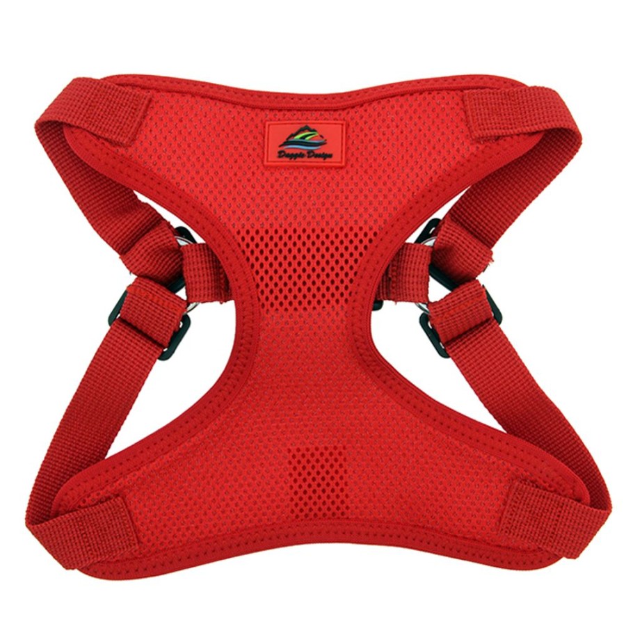 Harnesses Doggie Design, Inc. | Solid Color Mesh Wrap And Snap Choke Free Step In Harness - Flame Red