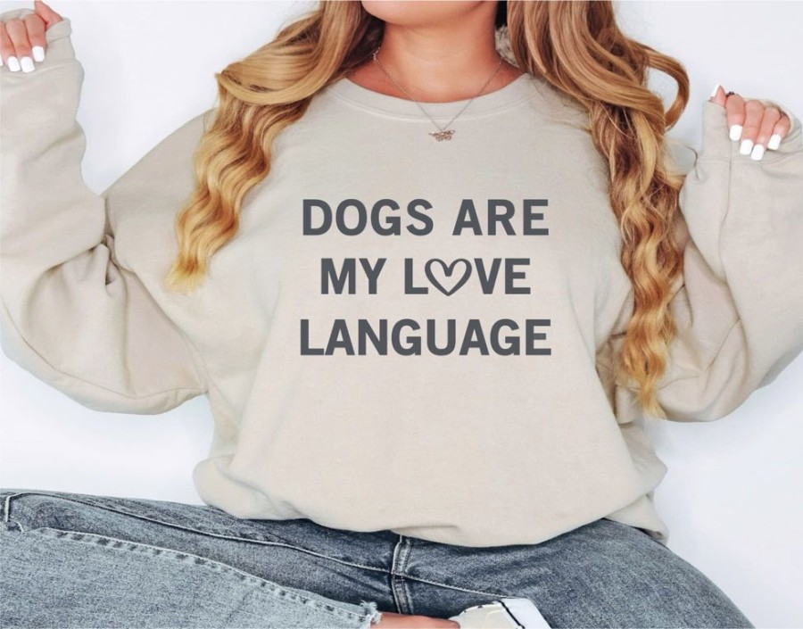 Stuff For Humans Paisley Paw Designs | Sweatshirt | Unisex Crew Neck | Crewneck Sweatshirt, Dogs Are My Love Language