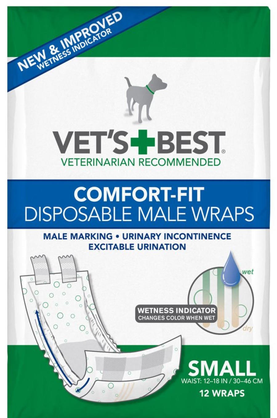 Pet Apparel (Continued) Veterinarian's Best | Comfort-Fit Disposable Male Wrap (12 Pack)