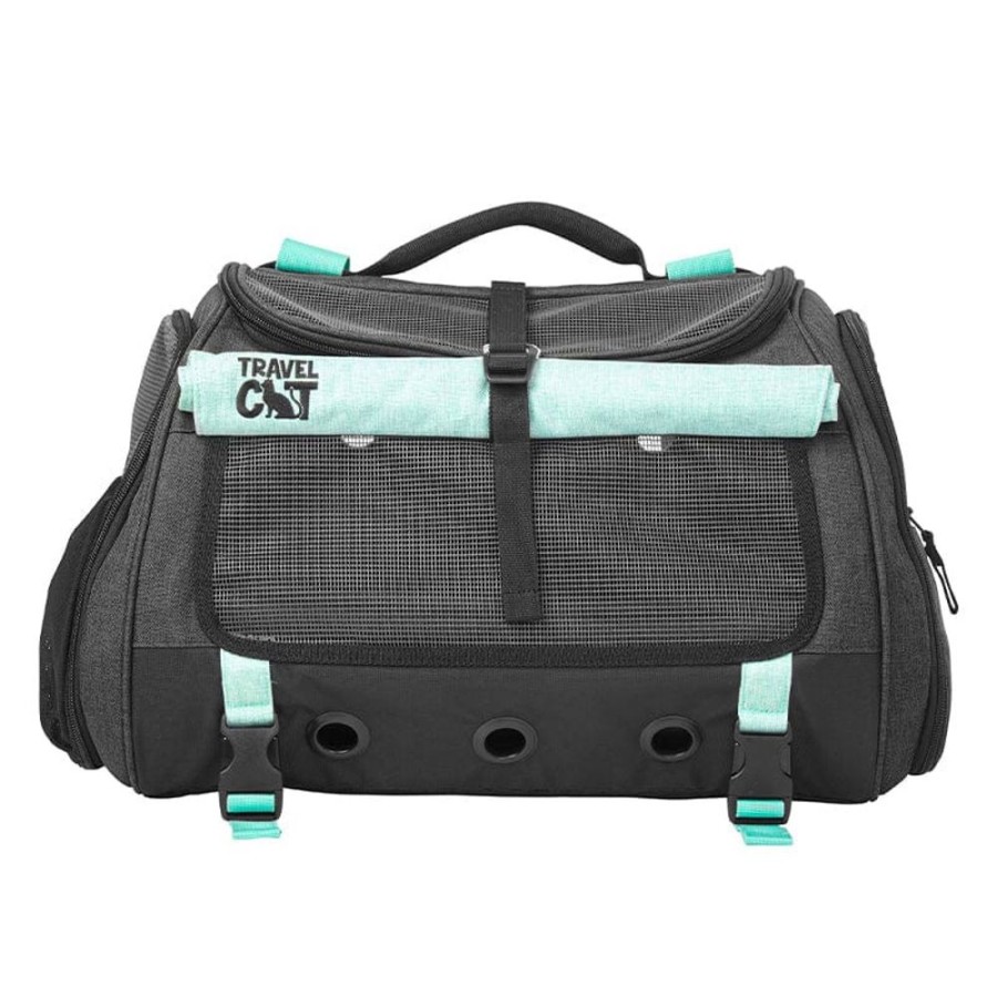 For Cats & Other Critters Travel Cat | The Transpurrter Ultimate Calming Convertible Cat Carrier In Black And Teal