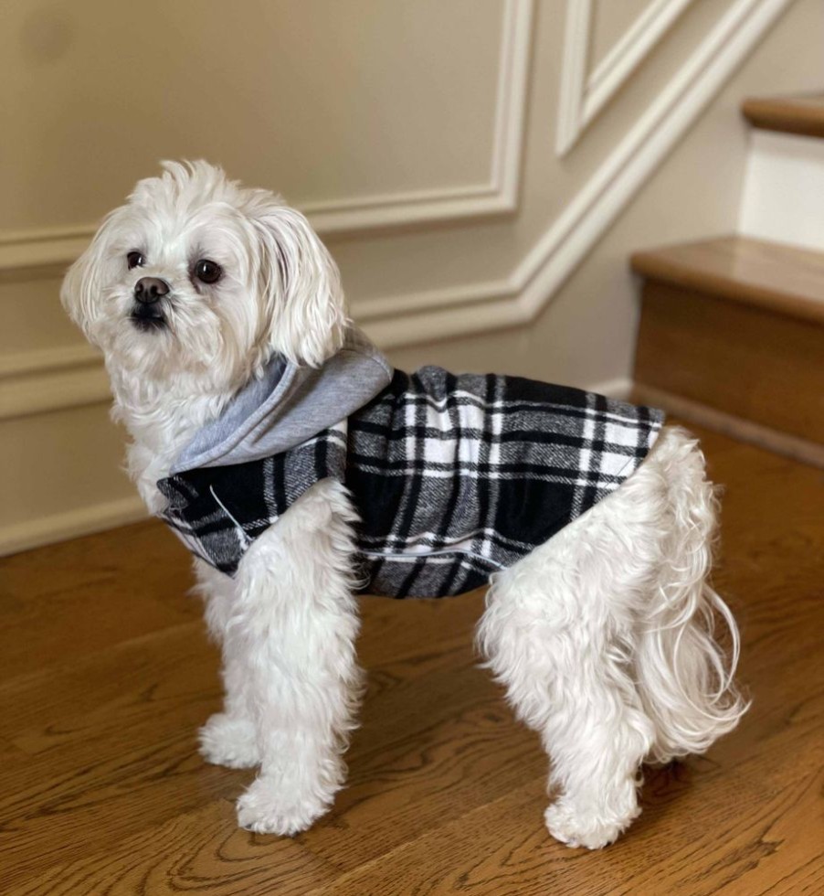 Pet Apparel Doggie Design, Inc. | New Weekender Dog Sweatshirt Hoodie - Black And White Plaid