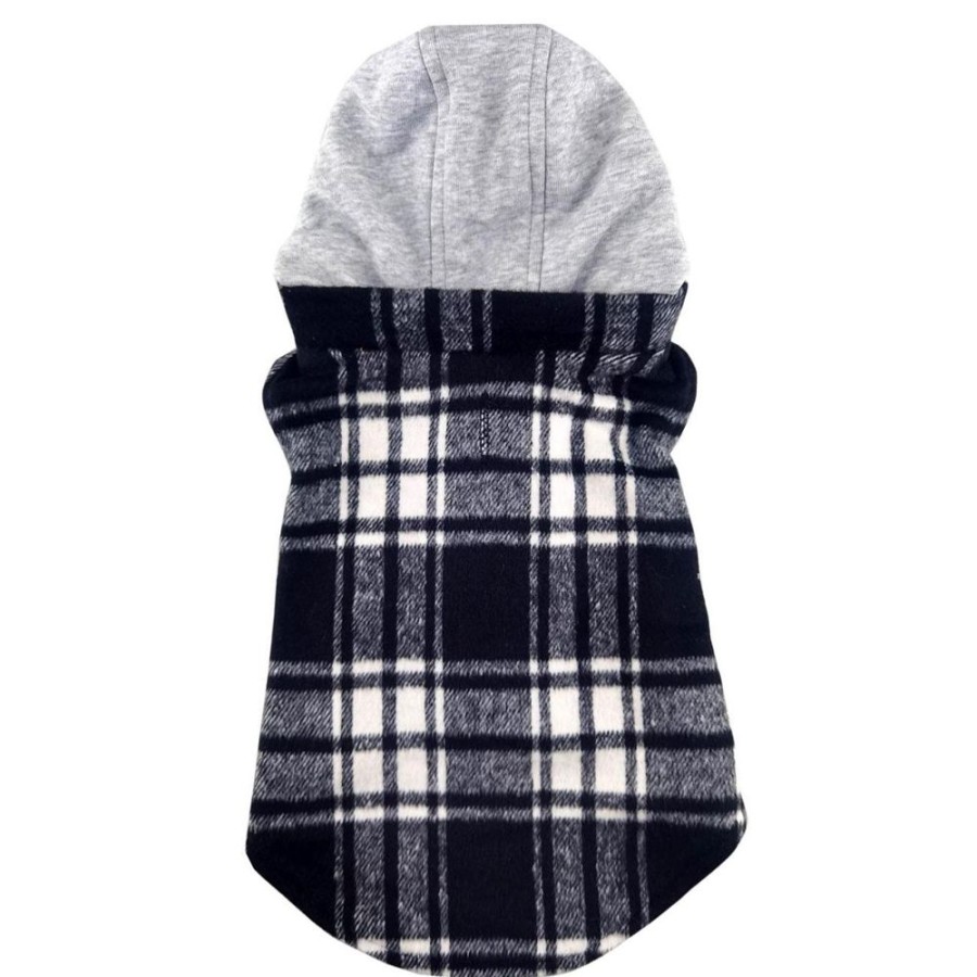 Pet Apparel Doggie Design, Inc. | New Weekender Dog Sweatshirt Hoodie - Black And White Plaid