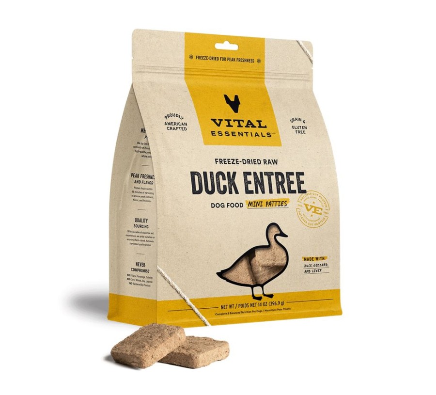 Pet Food Vital Essentials | Vital Essentials® Freeze-Dried Raw Duck Entree Dog Food Mini Patties, 14 Oz