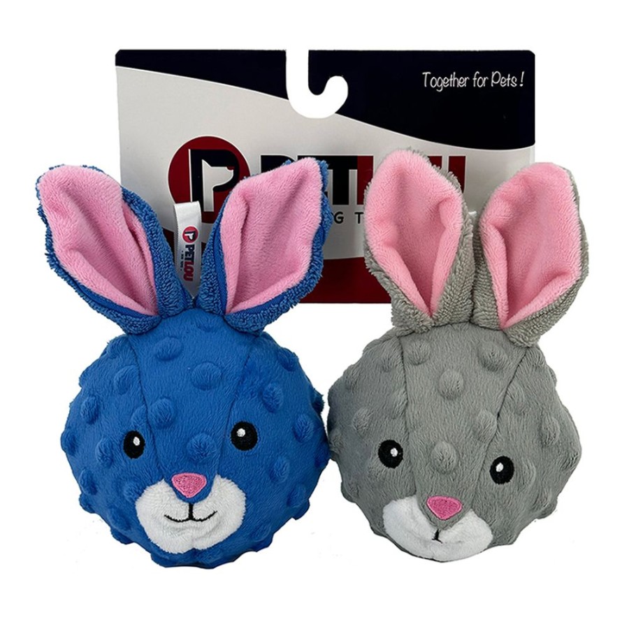 Toys & Playthings PetLou | 4" Ez Squeaky Twin Pack Rabbits