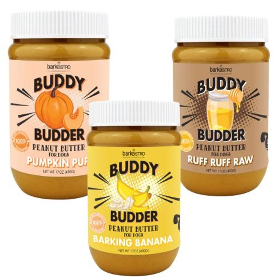 Treats Bark Bistro | Dog Peanut Butter - Buddy Budder | Mix 'N Match | 17Oz. Jars