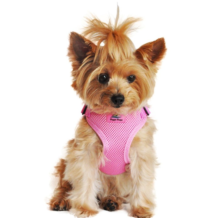 Harnesses Doggie Design, Inc. | Solid Color Mesh Wrap And Snap Choke Free Step In Harness - Candy Pink