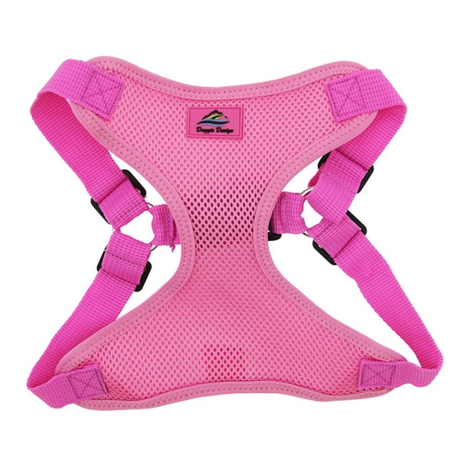 Harnesses Doggie Design, Inc. | Solid Color Mesh Wrap And Snap Choke Free Step In Harness - Candy Pink