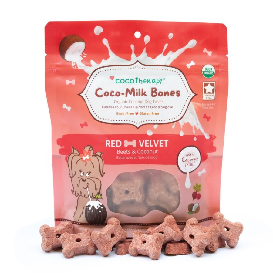 Treats CocoTherapy® | Coco-Milk Bones Red Velvet Biscuit - Organic Coconut Treat For Dogs