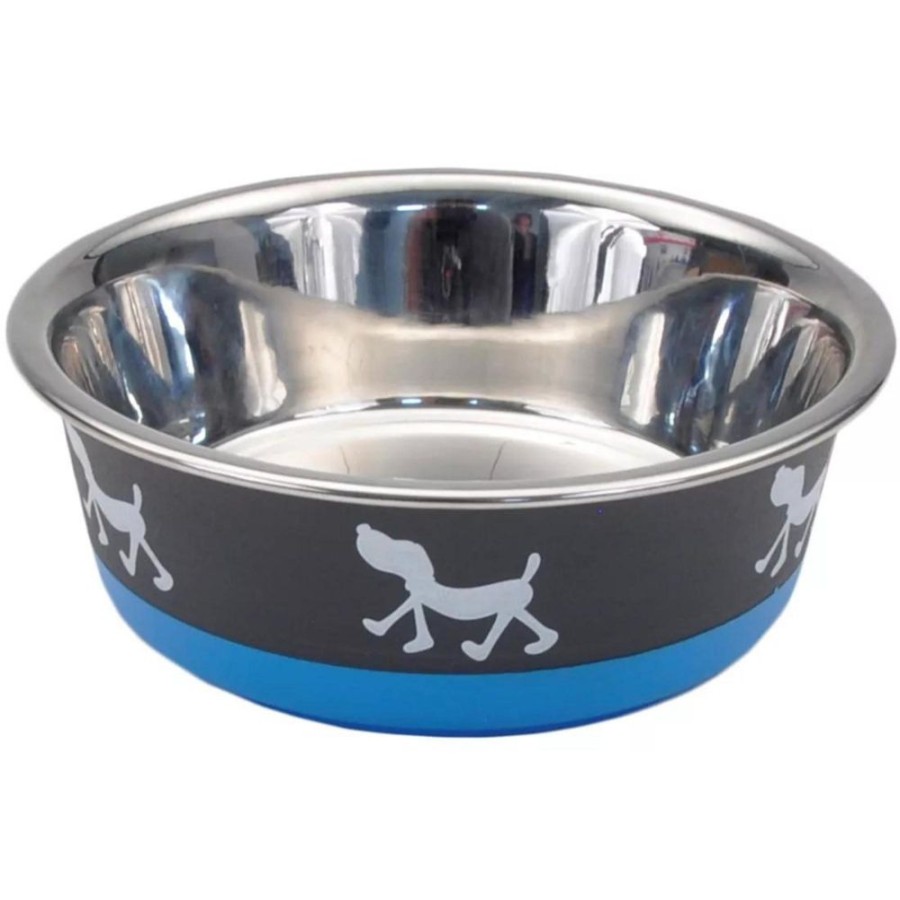 Bowls & Feeding Supplies Coastal Pet Products | Coastal Pet Maslow Design Series Non-Skid Pup Design Dog Bowls Blue And Grey 1.75 Cups