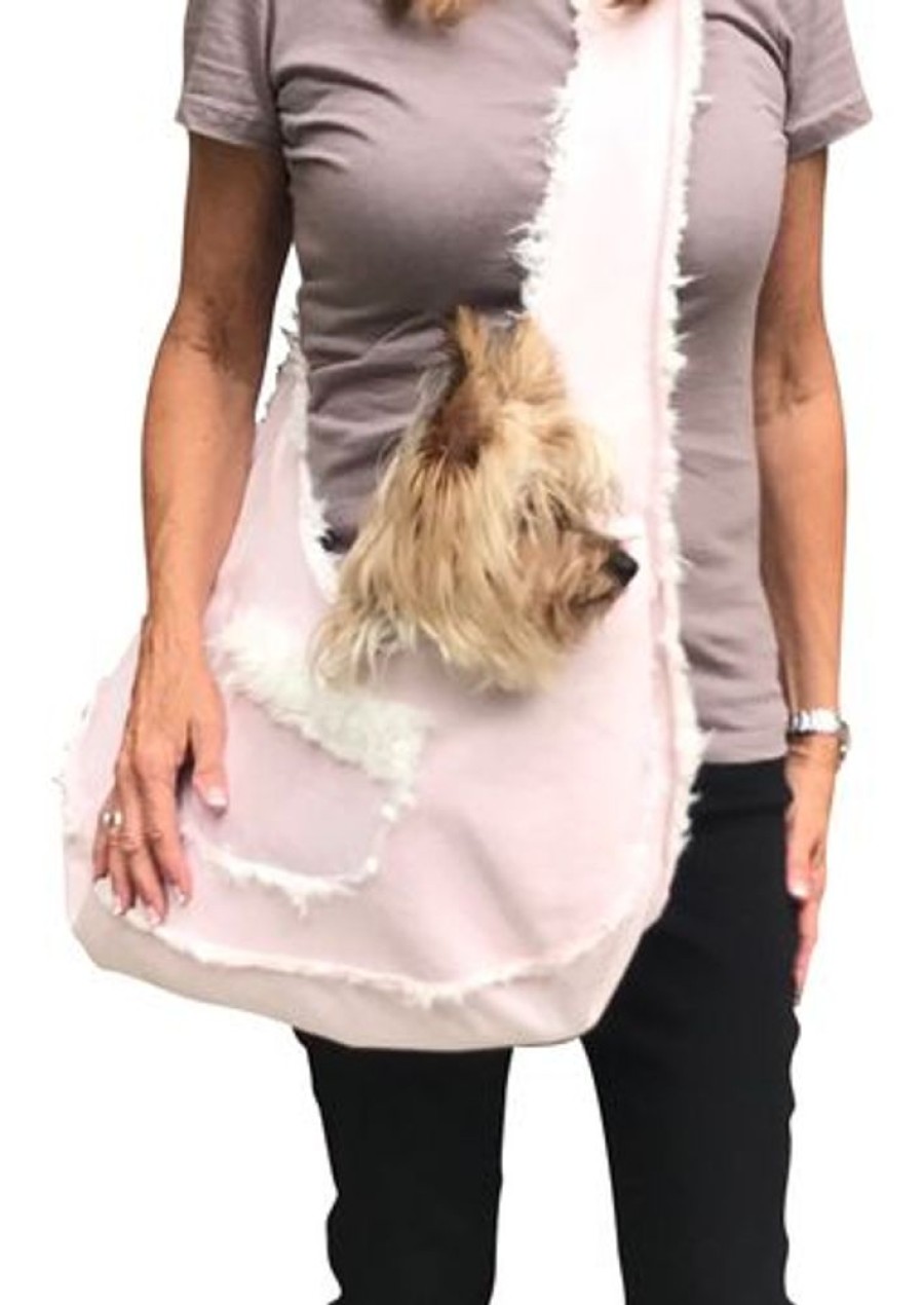 Totes & Carriers Dog Squad | Boho Sling In Light Pink Bonded Micro Suede