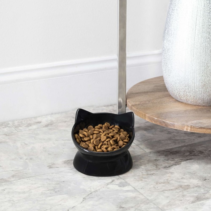 Bowls & Feeding Supplies Park Life Designs | Oscar Tilt Cat Dish Black