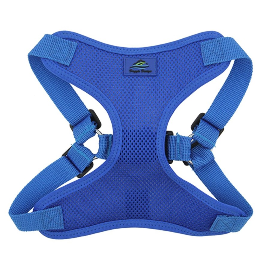 Harnesses Doggie Design, Inc. | Solid Color Mesh Wrap And Snap Choke Free Step In Harness - Cobalt Blue