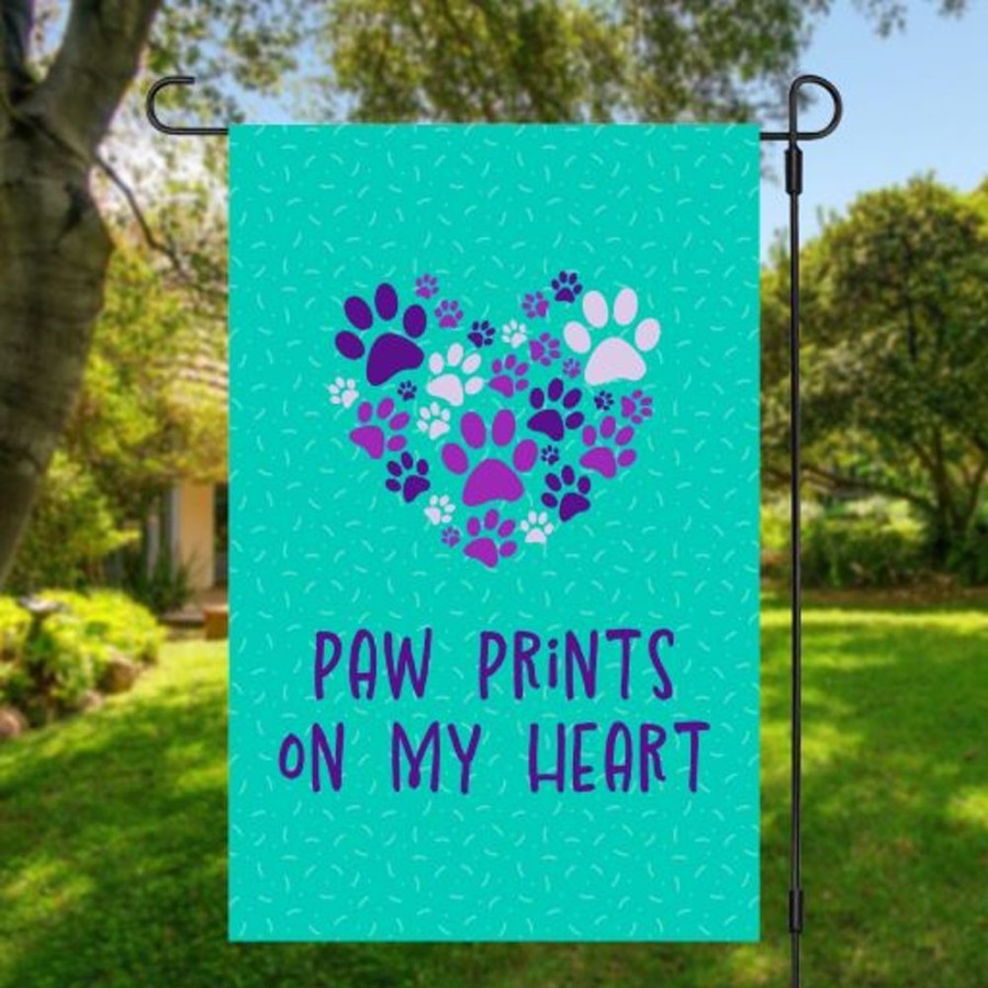 For The Home dog speak | Garden Flag- Paw Prints On My Heart - New