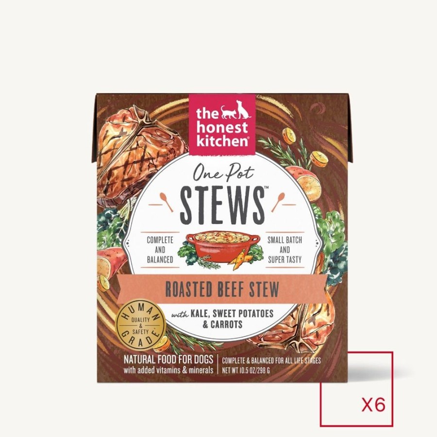 Pet Food The Honest Kitchen | One Pot Stews - Roasted Beef Stew With Kale, Sweet Potatoes & Carrots (6 X 10.5 Oz Boxes)