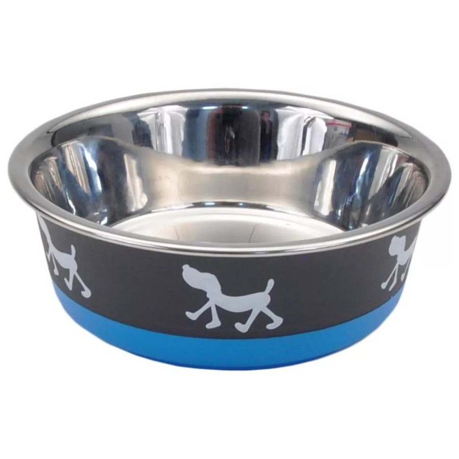 Bowls & Feeding Supplies Coastal Pet Products | Coastal Pet Maslow Design Series Non-Skid Pup Design Dog Bowls Blue And Grey 3.5 Cups