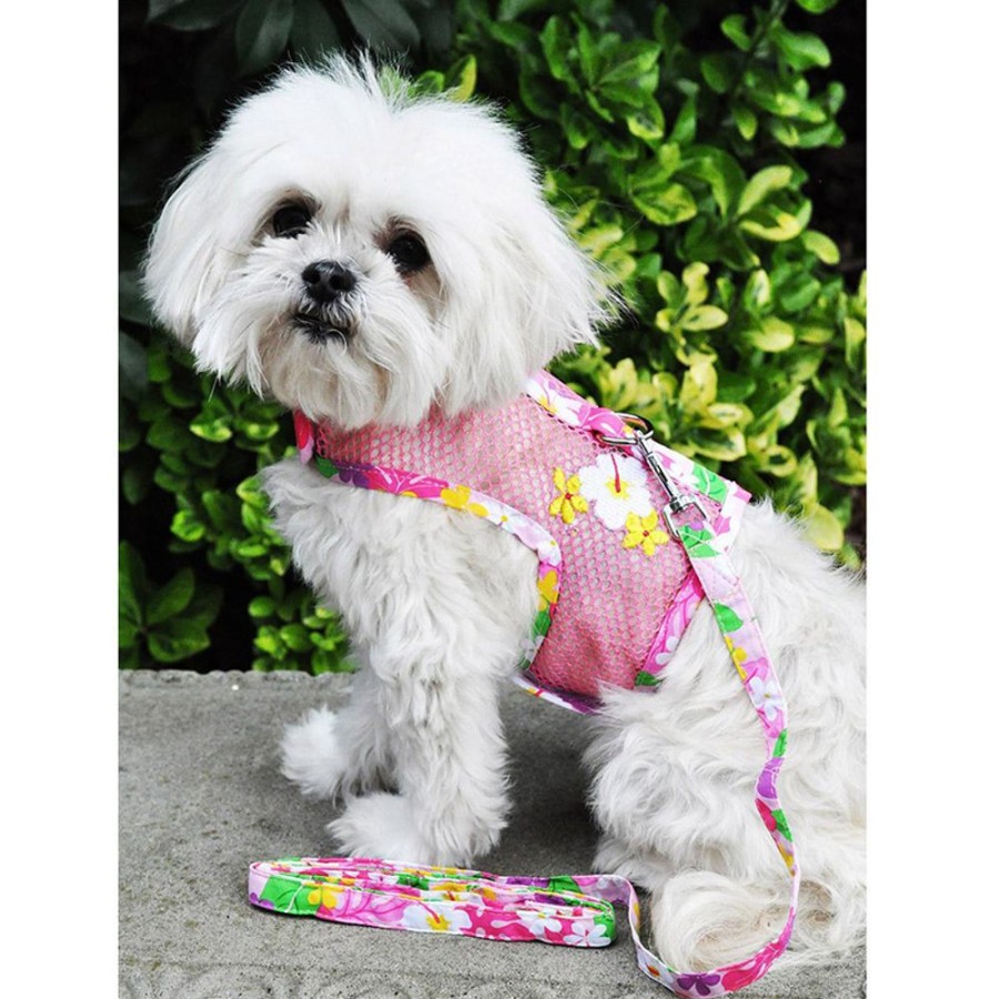 Harnesses Doggie Design, Inc. | Cool Mesh Dog Harness With Leash - Pink Hawaiian Floral