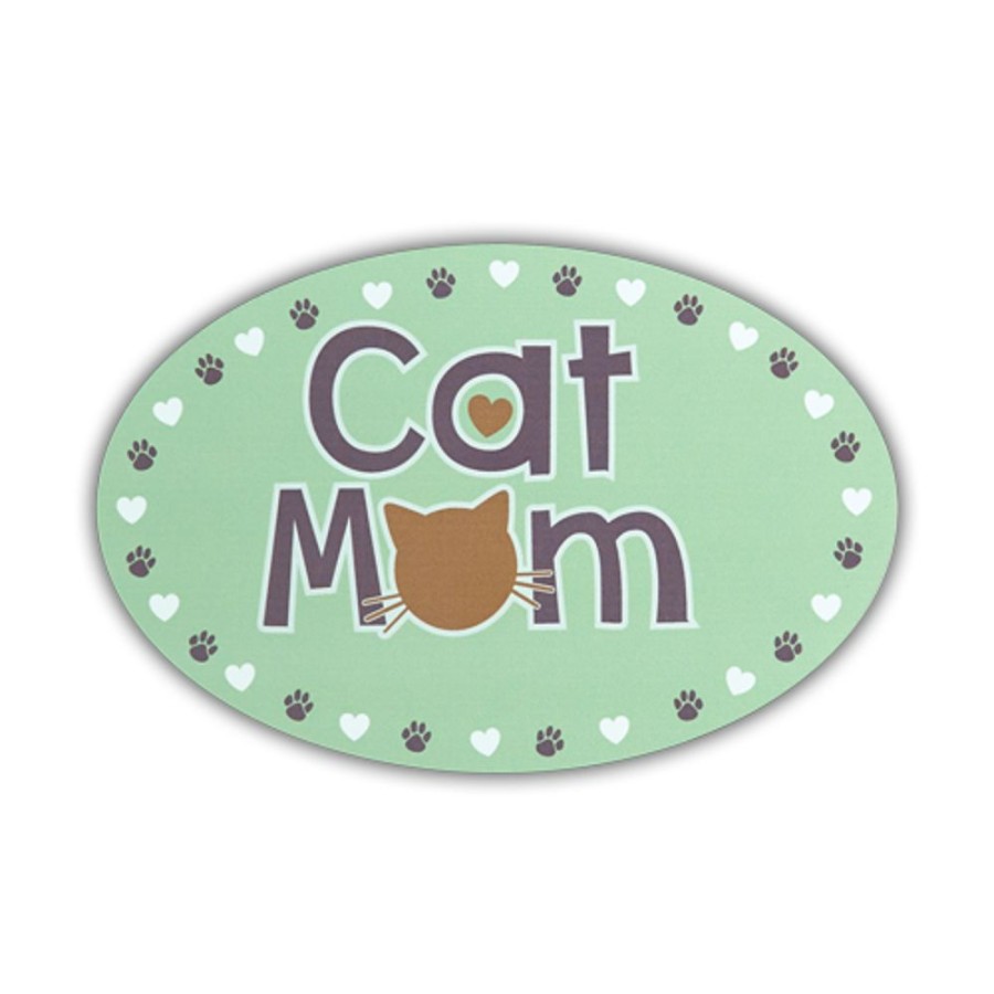 For The Home dog speak | Cat Mom - Oval Magnet