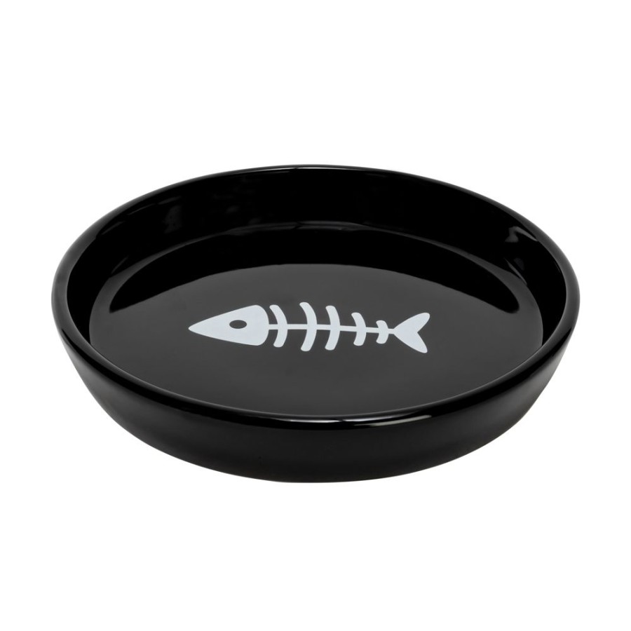 Bowls & Feeding Supplies Park Life Designs | Oscar Classic Round Cat Dish Black