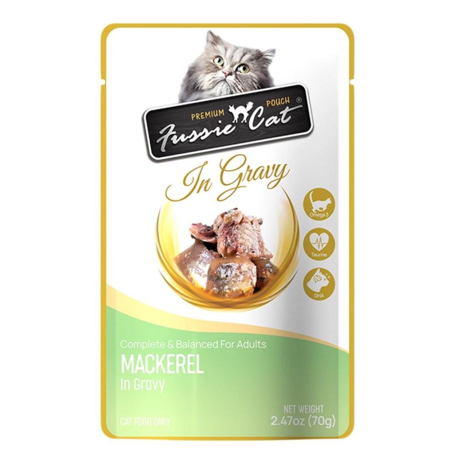 For Cats & Other Critters Fussie Cat | Fussie Cat Premium Mackerel In Gravy 2.47 Oz. Pouch