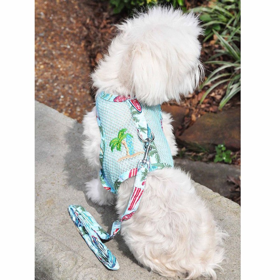 Harnesses Doggie Design, Inc. | Cool Mesh Dog Harness With Leash - Surfboards And Palms