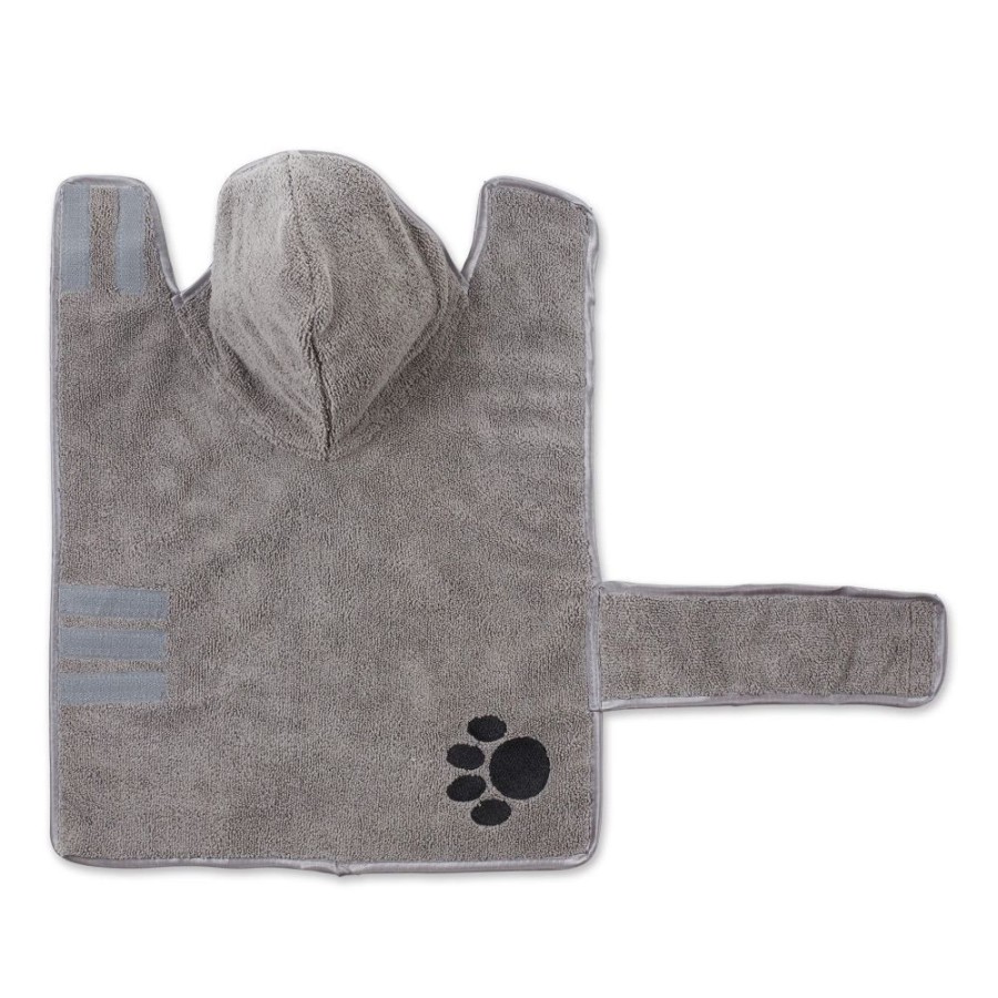 Pet Apparel Bone Dry Pet | Gray Embroidered Paw Pet Robe